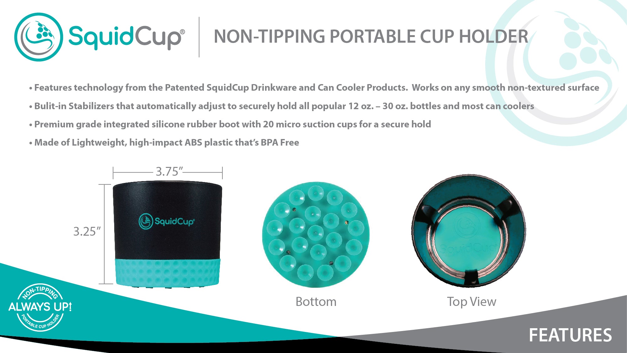 SquidCup Sqoozie Non-Tipping Insulated Can Holder - 12 oz. Standard